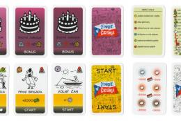 Karty životního jubilea, startovní karty, nápovědní karta a pomocná karta (vždy líc i rub)